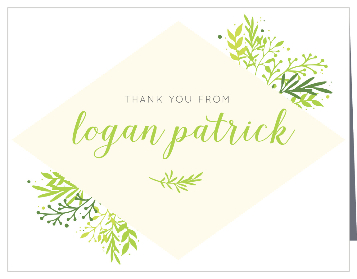 Diamond Botanic Boy Christening Thank You Cards