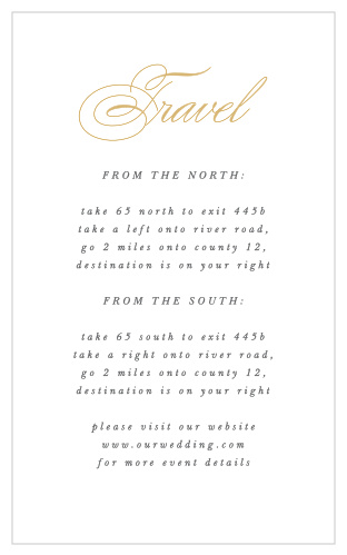 Take some worry out of your guests' travels by providing the directions to your venue on our Simple Border Direction Cards!