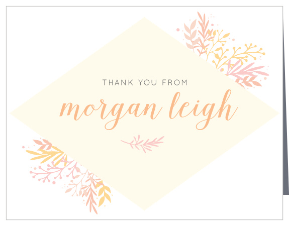 The Diamond Botanic Girl Christening Thank You Cards are the perfect match to the Diamond Botanic Girl Christening Invitations. 