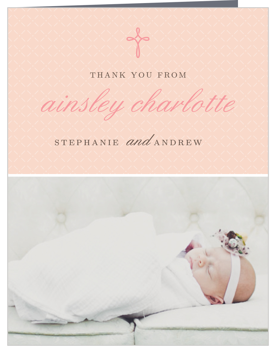 Tiny Cross Girl Christening Thank You Cards