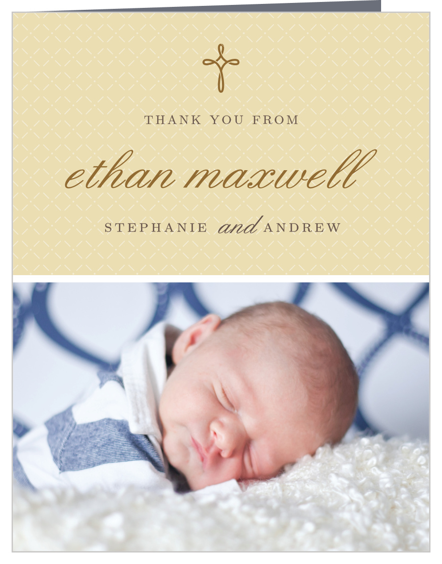 Tiny Cross Boy Christening Thank You Cards