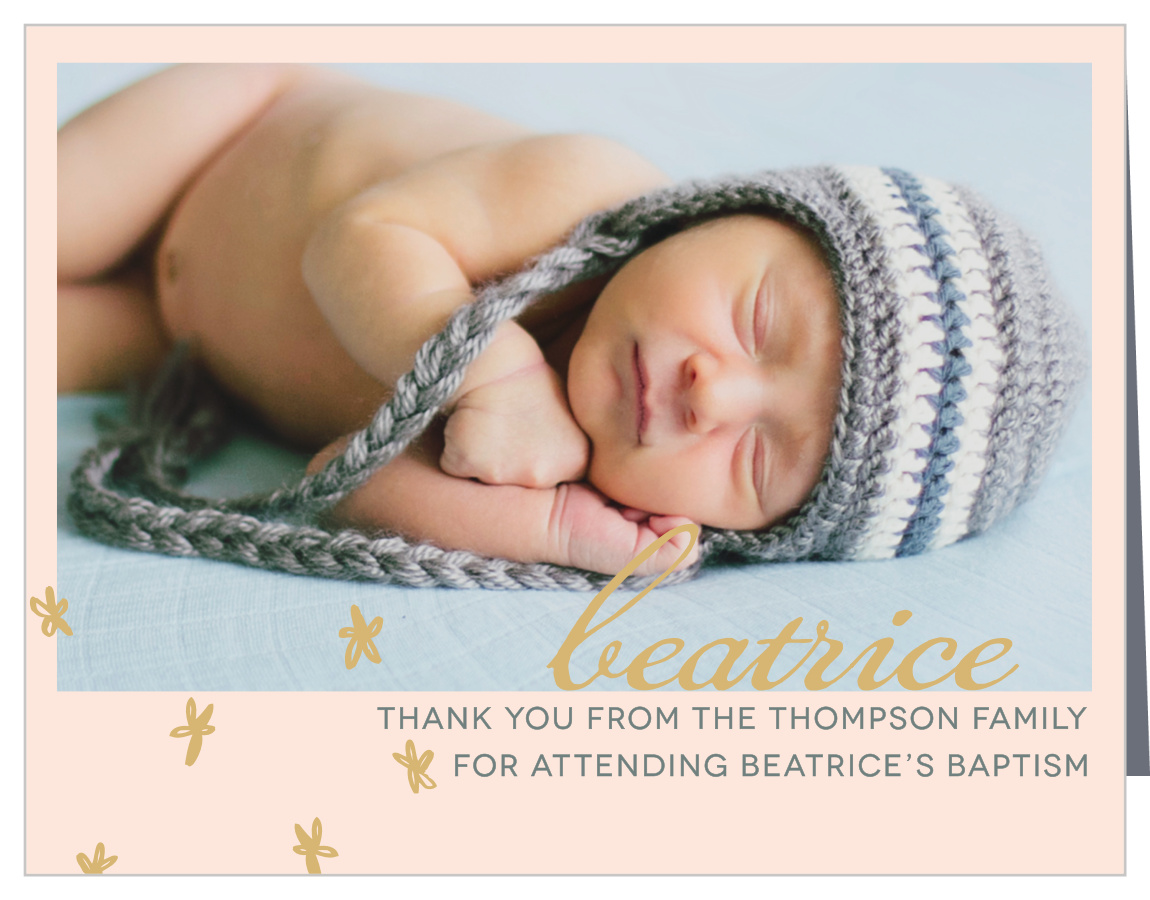 Doodle Petal Girl Foil Christening Thank You Cards
