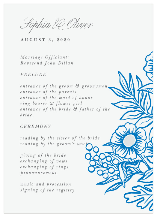 Guide family and friends through your ceremony with our Bold Florals Wedding Programs. 