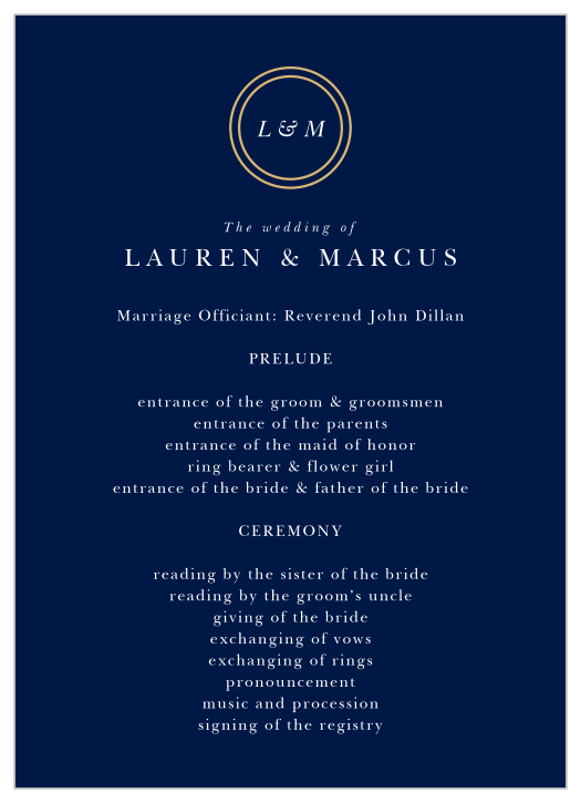 Keep your guests in the loop by handing out our Royal Emblem Wedding Programs!
