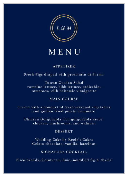 Have your menus double as your event's decor with our Royal Emblem Wedding Menus!