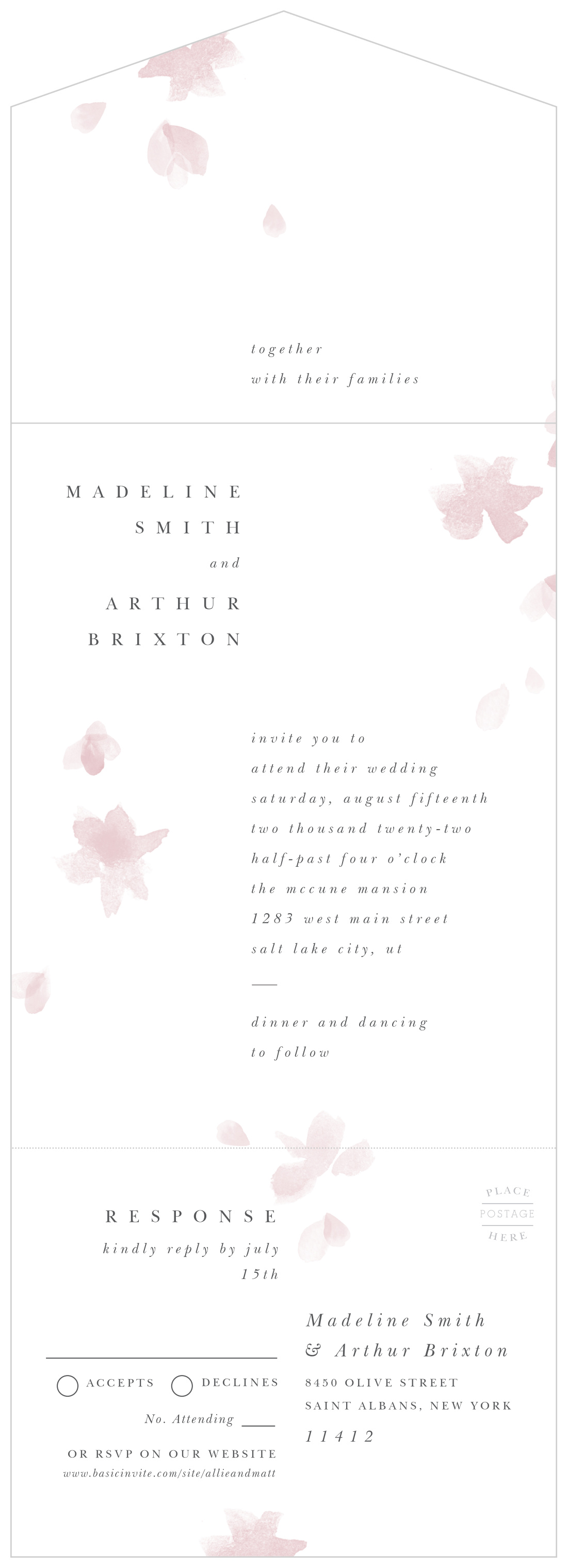 Falling Petals Seal & Send Wedding Invitations