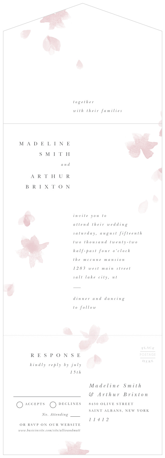 Look no further than our Falling Petals Seal & Send Wedding Invitations for a truly lovely, effortless design!