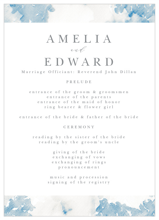 Guide family and friends through every step of your ceremony with our Floral Wash Wedding Programs. 