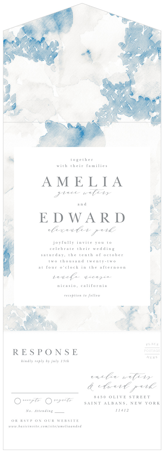 Bring family and friends together to celebrate your marriage with our Floral Wash Seal & Send Wedding Invitations.