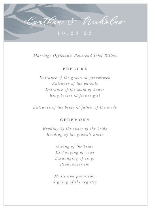 Our Evening Garden Wedding Programs are the perfect way to keep the day's events organized for both you and your guests!