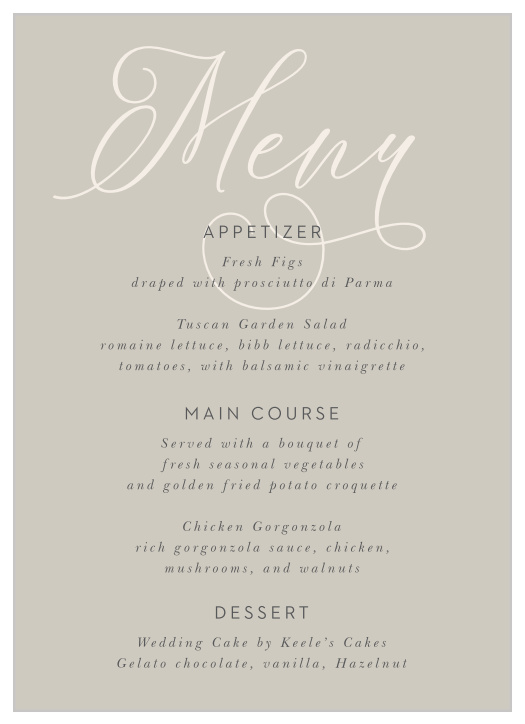 Dress your wedding in style with our Come Together Wedding Menus.