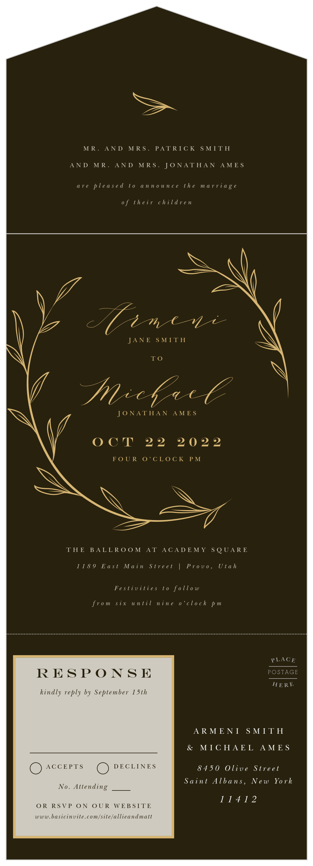 Vine Wreath Seal & Send Wedding Invitations