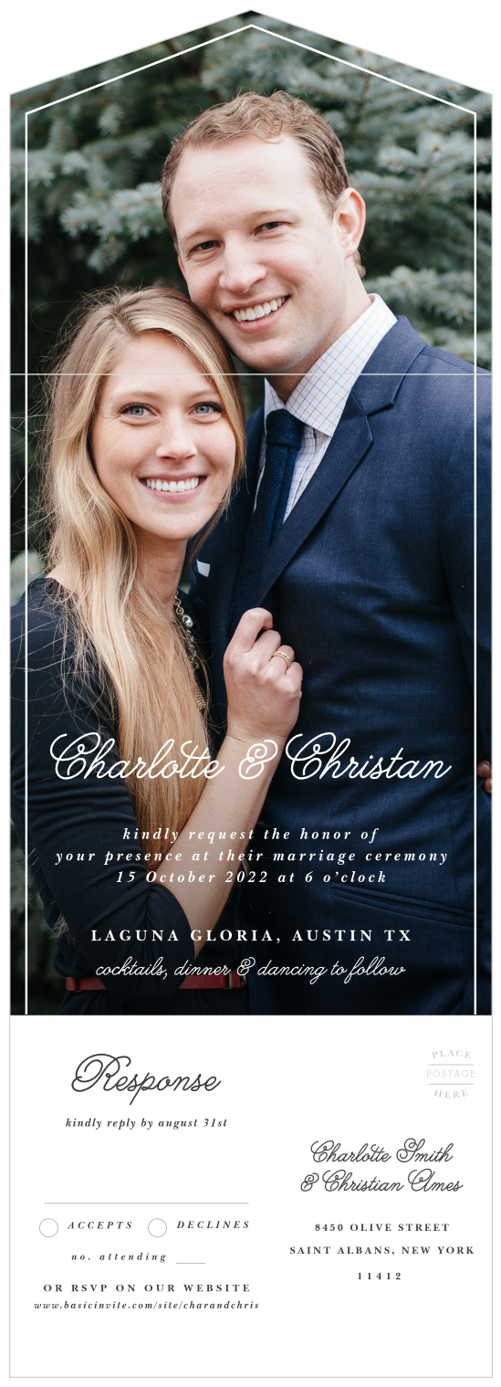Gather family and friends together to celebrate your marriage with our Framed Sophistication Seal & Send Wedding Invitations.