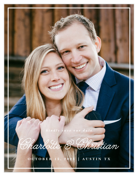 Be sure family and friends will mark their calendars for your wedding with our Framed Sophistication Save the Date Magnets.