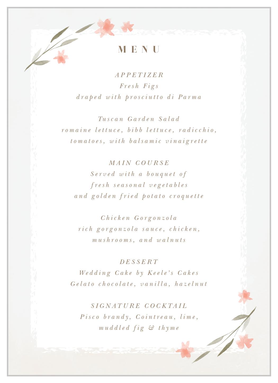 Watercolor Ampersand Wedding Menus by Basic Invite