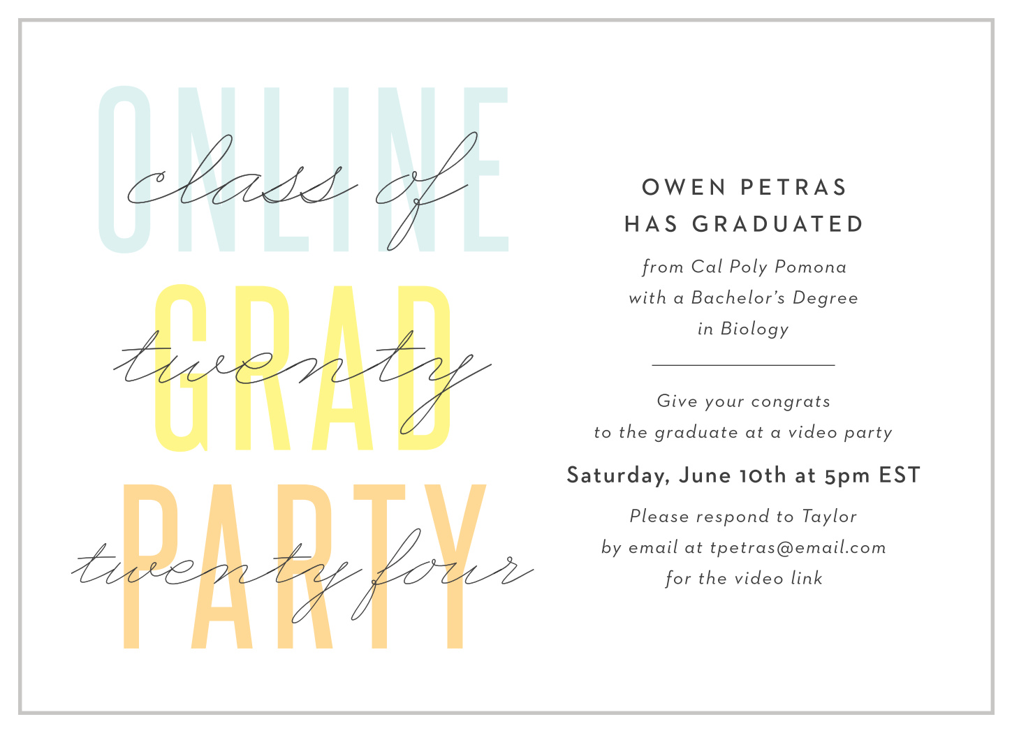 Online Party Graduation Invitations