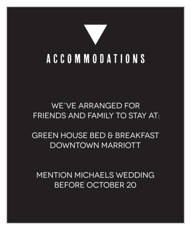 Make things too easy for your guests by providing them with this fully customizable Accommodation card.