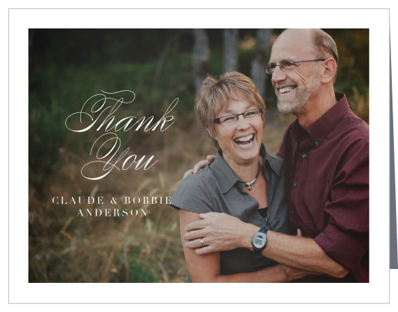 Show your appreciation to all those who attended your anniversary with our Photographic Perfection Anniversary Thank You Cards.