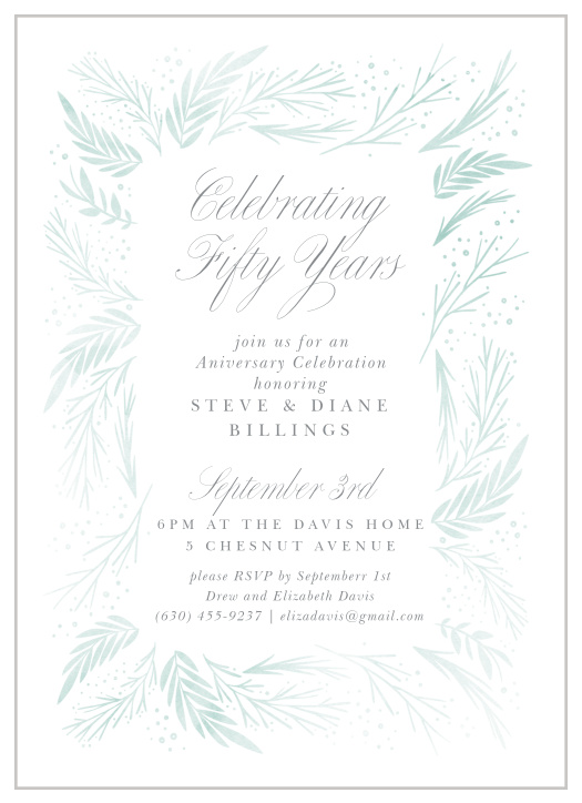 Our Watercolor Ferns Anniversary Invitations are perfect for bringing friends and family together to celebrate marriage milestones!