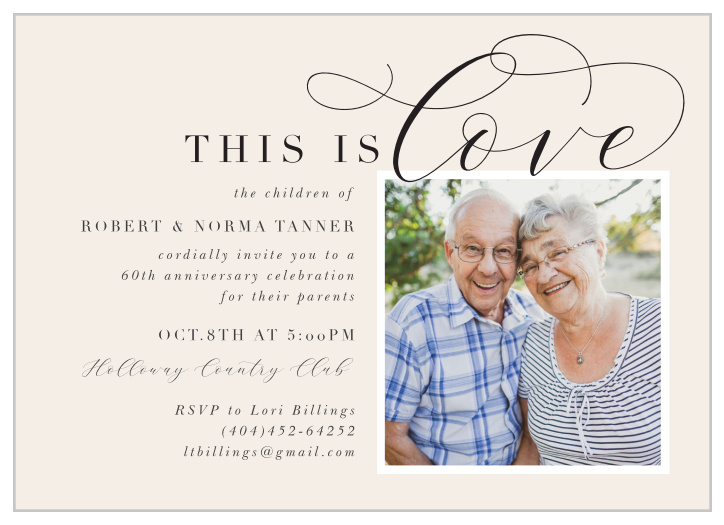Our This is Love Anniversary Invitations are perfect for bringing family and friends together to celebrate your years of marriage. 