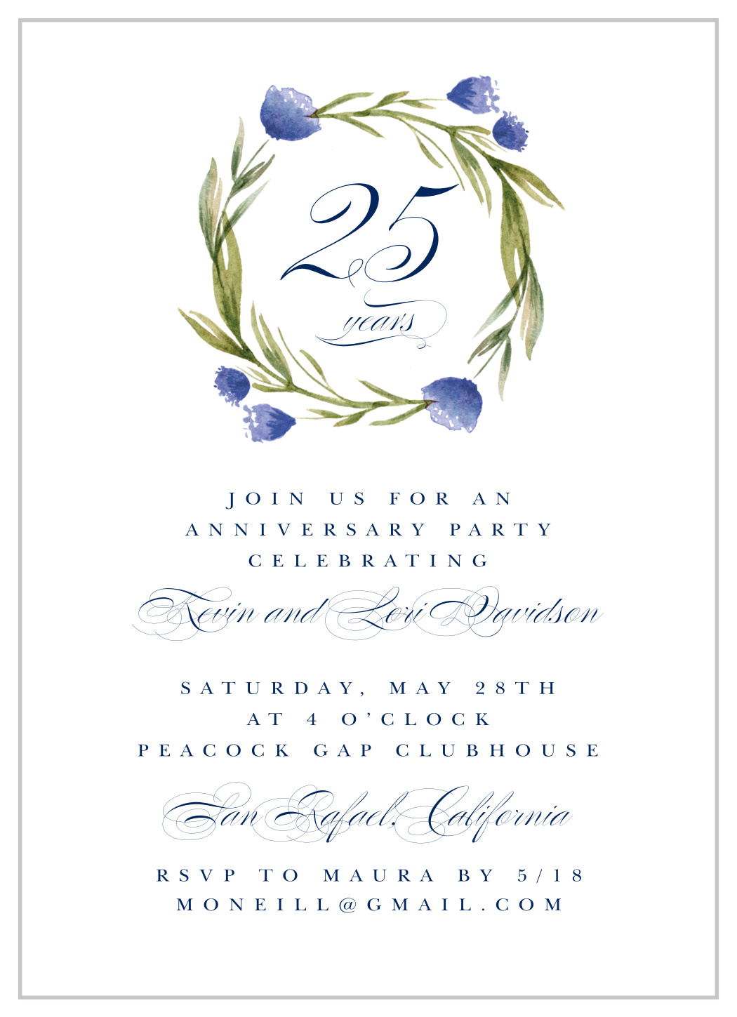 Floral Year Anniversary Invitations