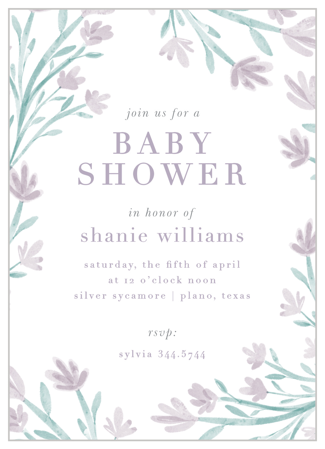 Watercolor Spring Baby Shower Invitations
