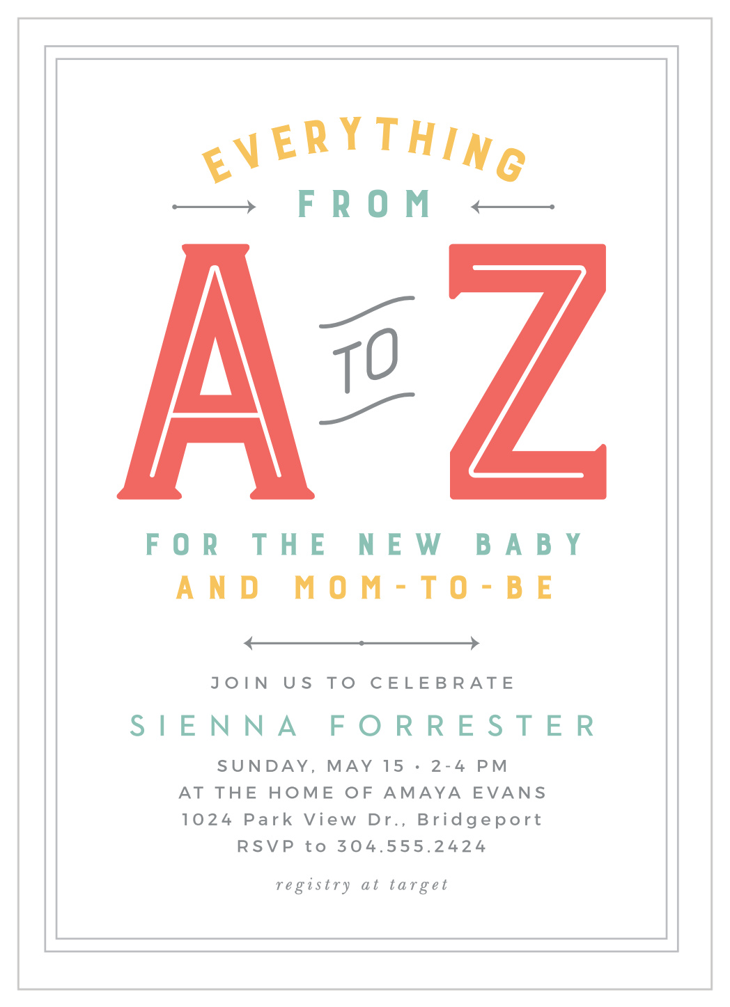 From A To Z Baby Shower Invitations