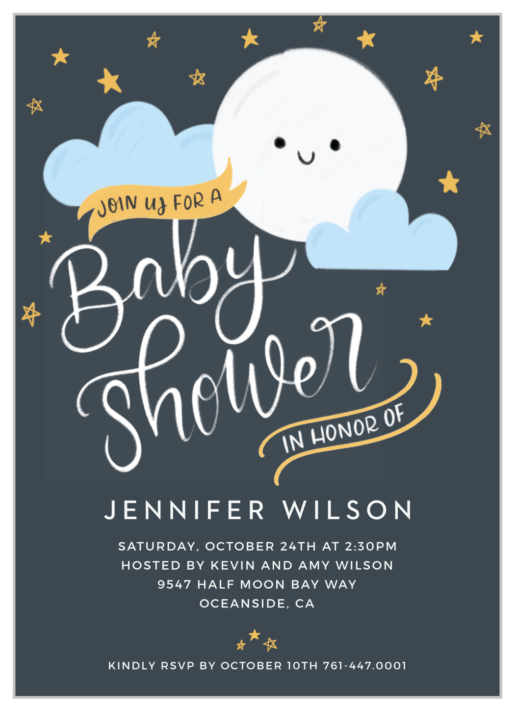 Cutie Moon Baby Shower Invitations
