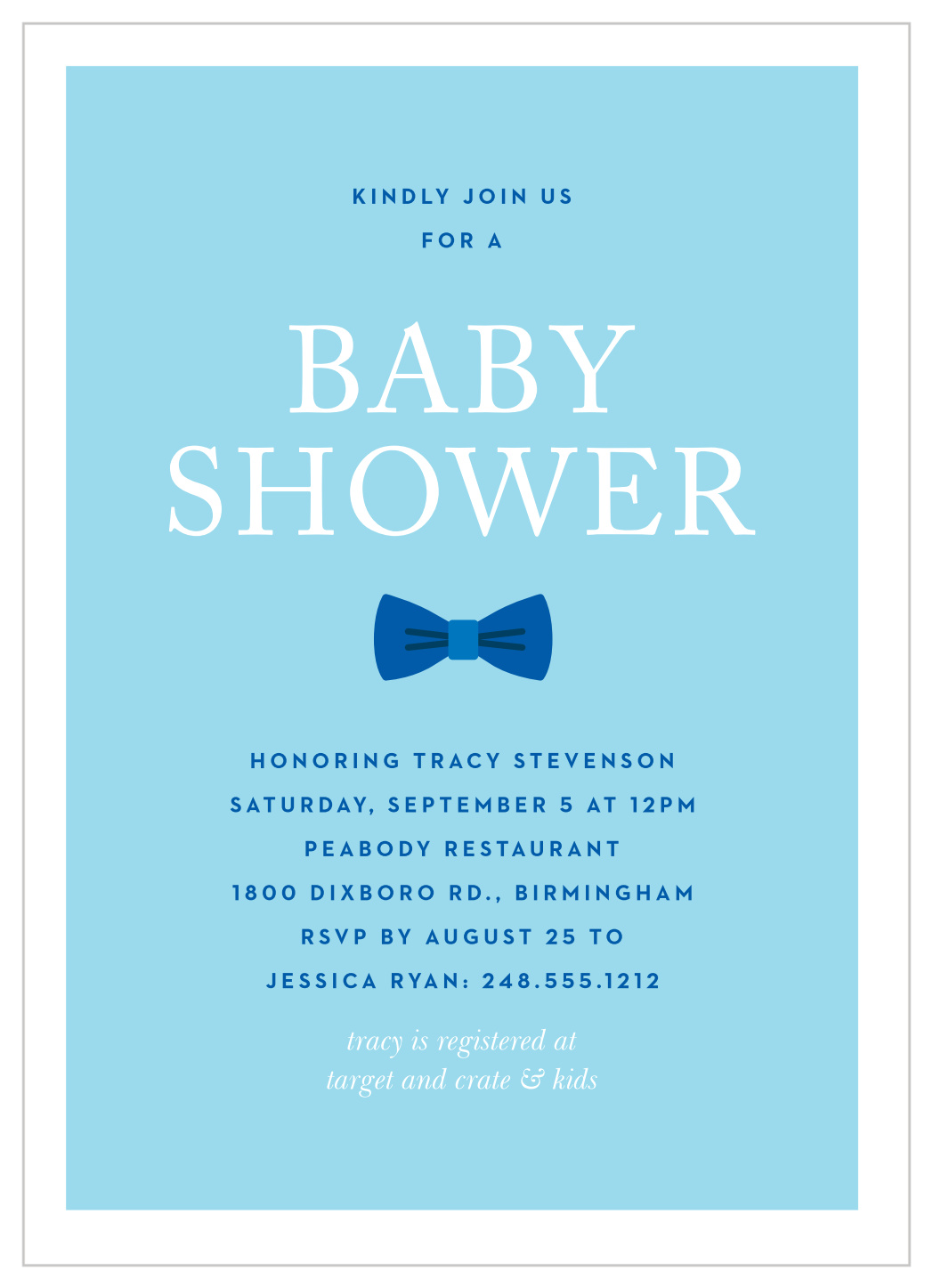 Bow Tie Baby Shower Invitations by Basic Invite