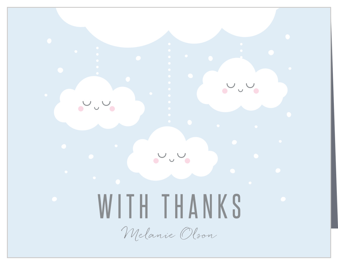Cloud Triplets Baby Shower Thank You Cards