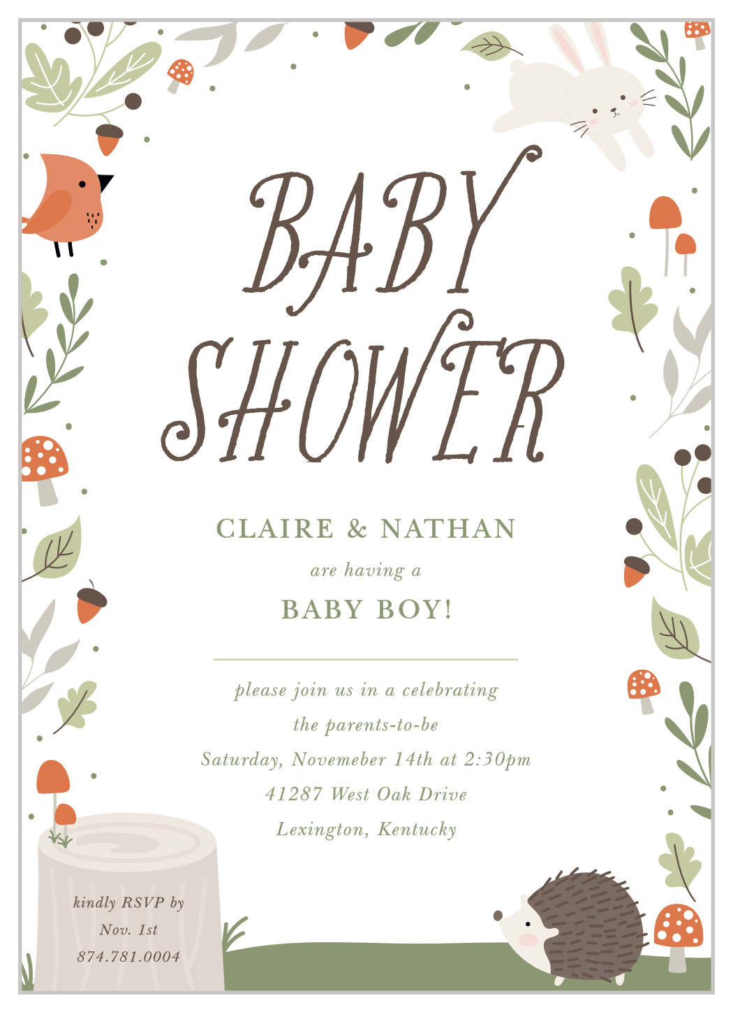 Little Animals Baby Shower Invitations