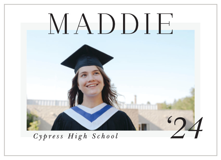 Broadcast your amazing accomplishment to your close friends and family with the sleek look of our Simple Center Graduation Announcements. 