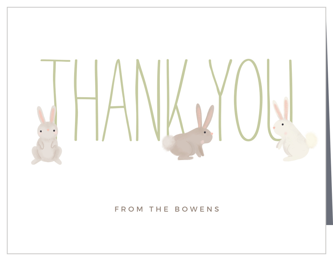 Bunny Triplets Baby Shower Thank You Cards