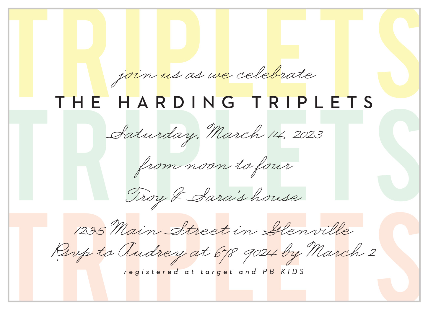 Triplet Play Baby Shower Invitations
