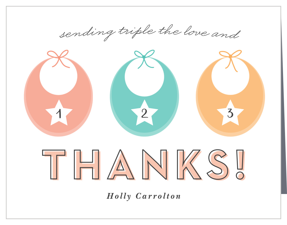 Triple Bibs Baby Shower Thank You Cards