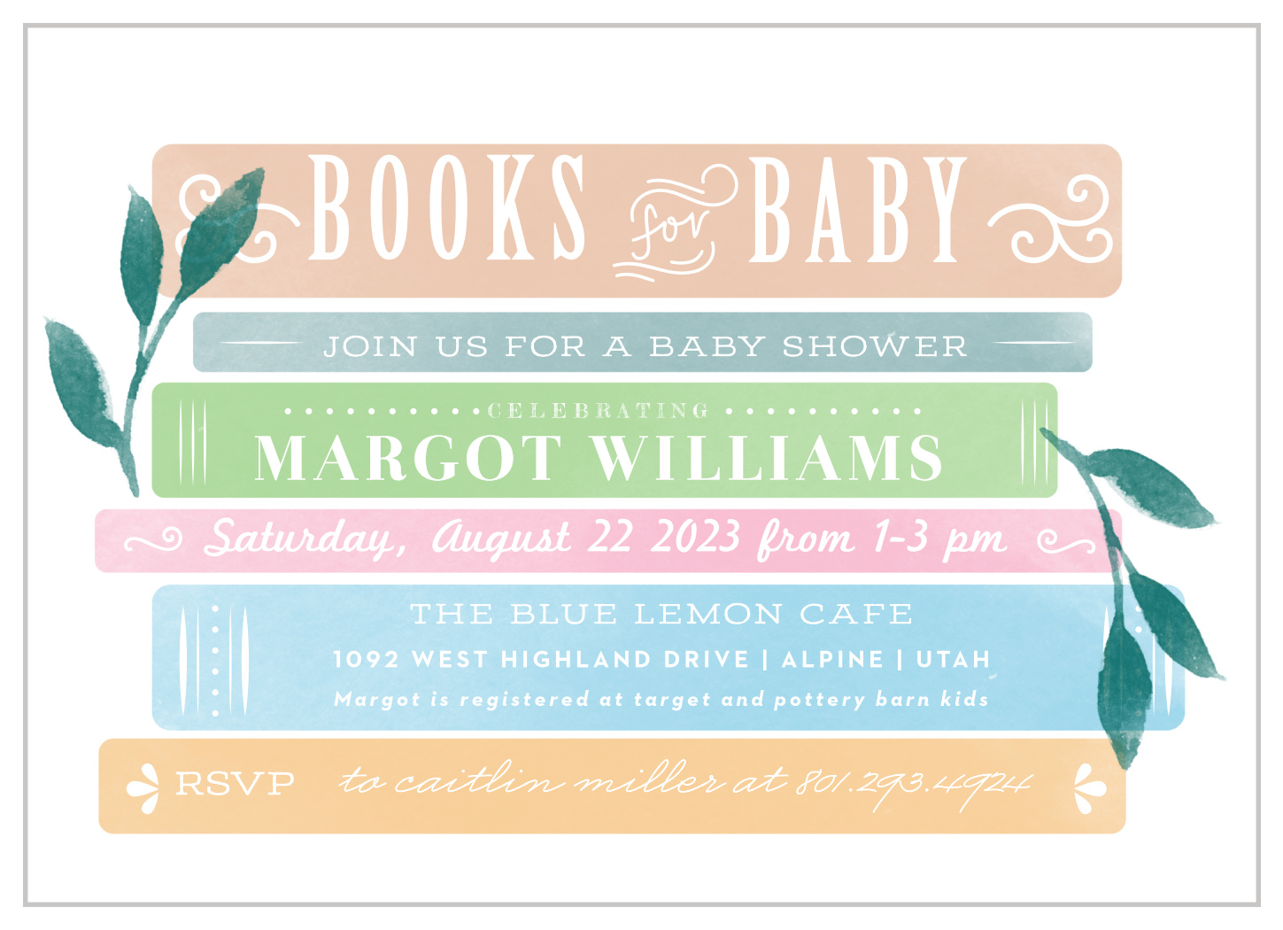 Little Library Baby Shower Invitations
