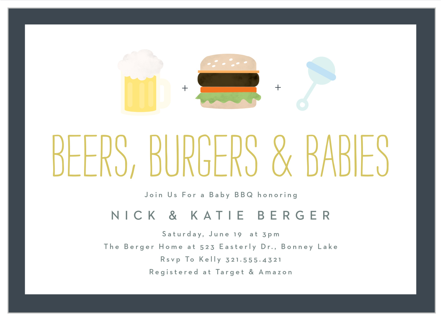 Beers Burgers Babies Baby Shower Invitations