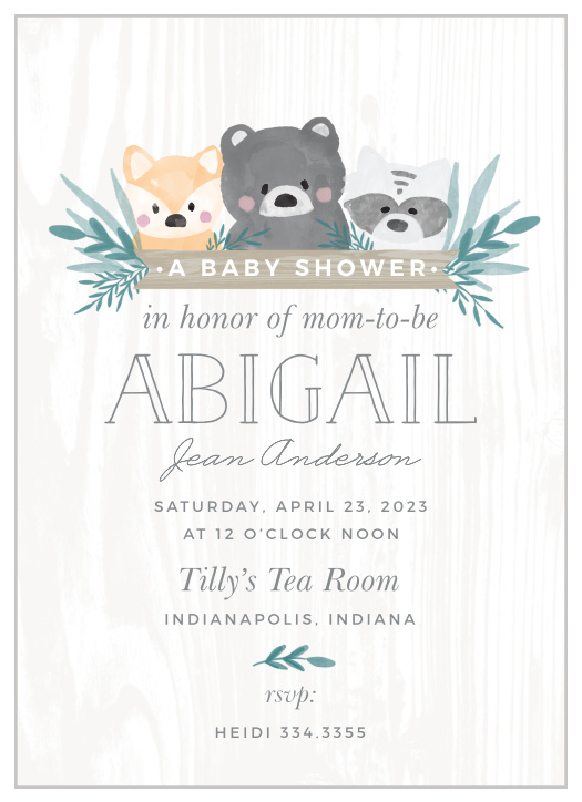 Little Bear Rustic Long Distance Baby Shower Invitation