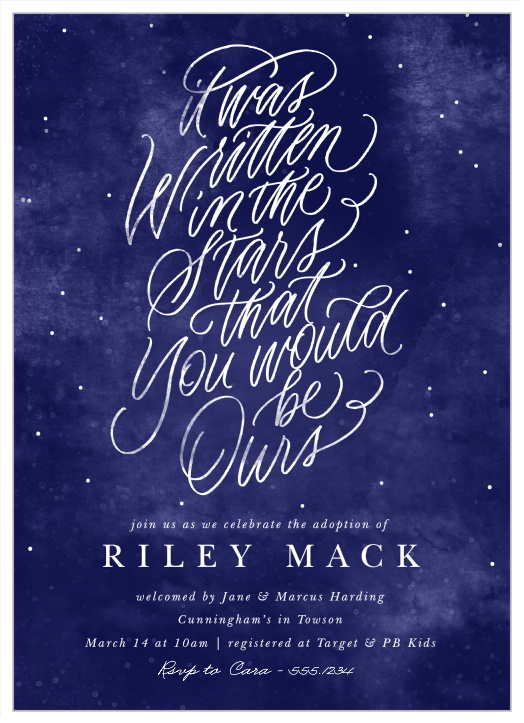 Our Written in the Stars Baby Shower Invitations are perfect for bringing your friends and family close to celebrate your new little one!