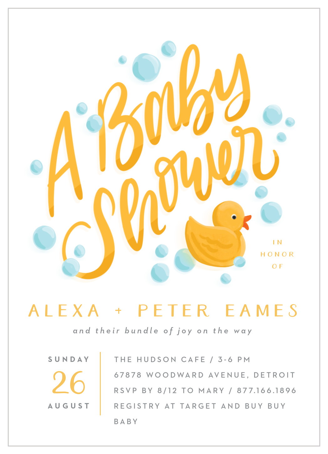 Rubber Duck Baby Shower Invitations
