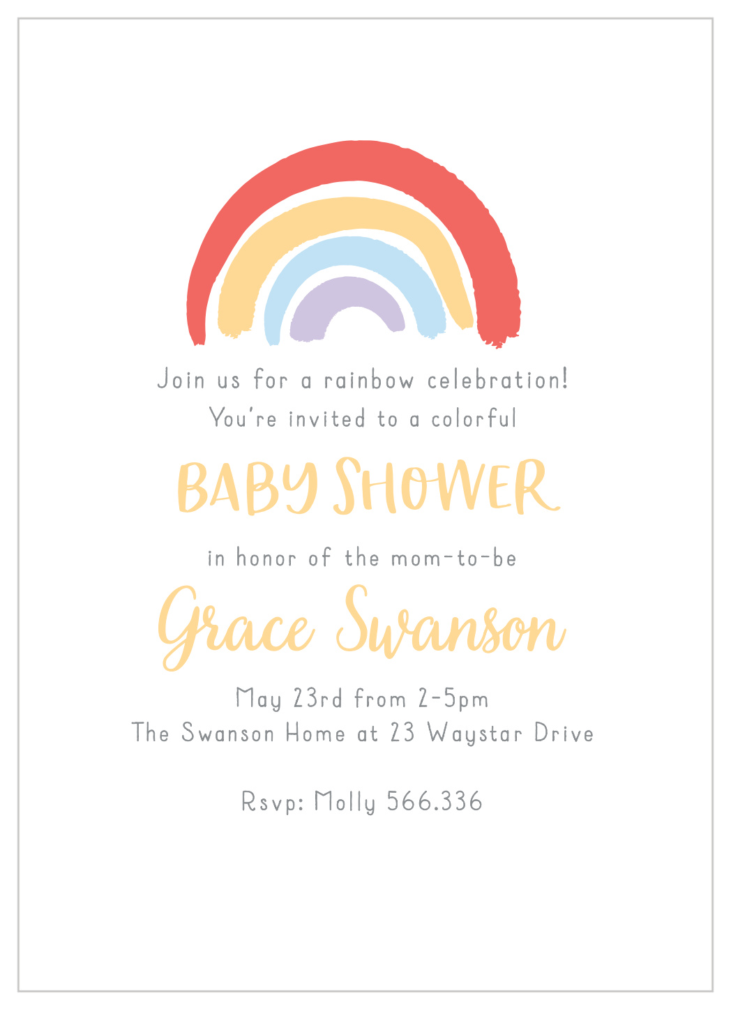 Rainbow Type Baby Shower Invitations