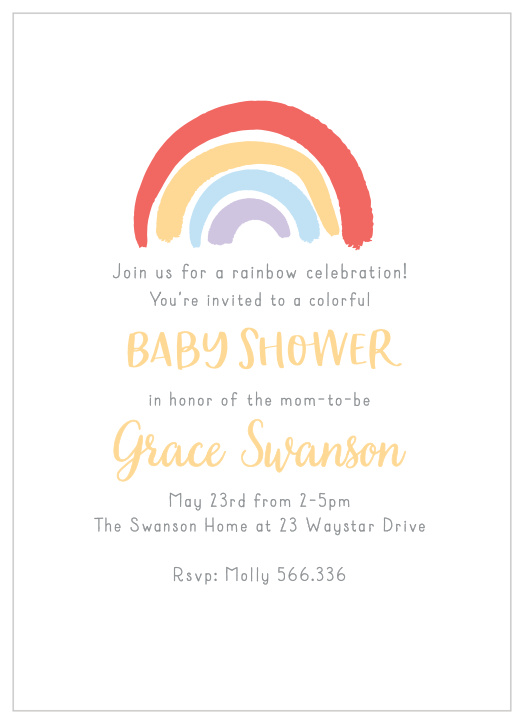 Get ready to celebrate your little miracle with our Rainbow Type Baby Shower Invitations.