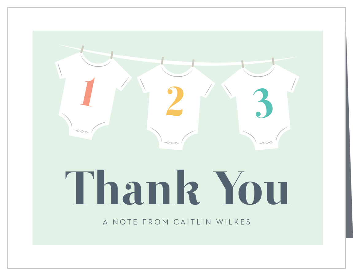 Triple Onesies Baby Shower Thank You Cards