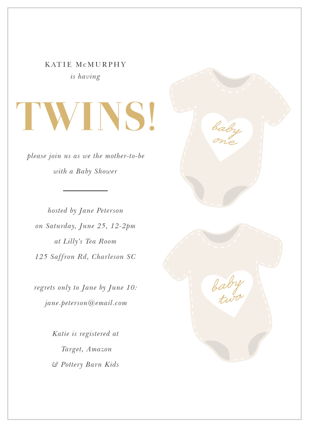 Twinsies Time Baby Shower Invitations