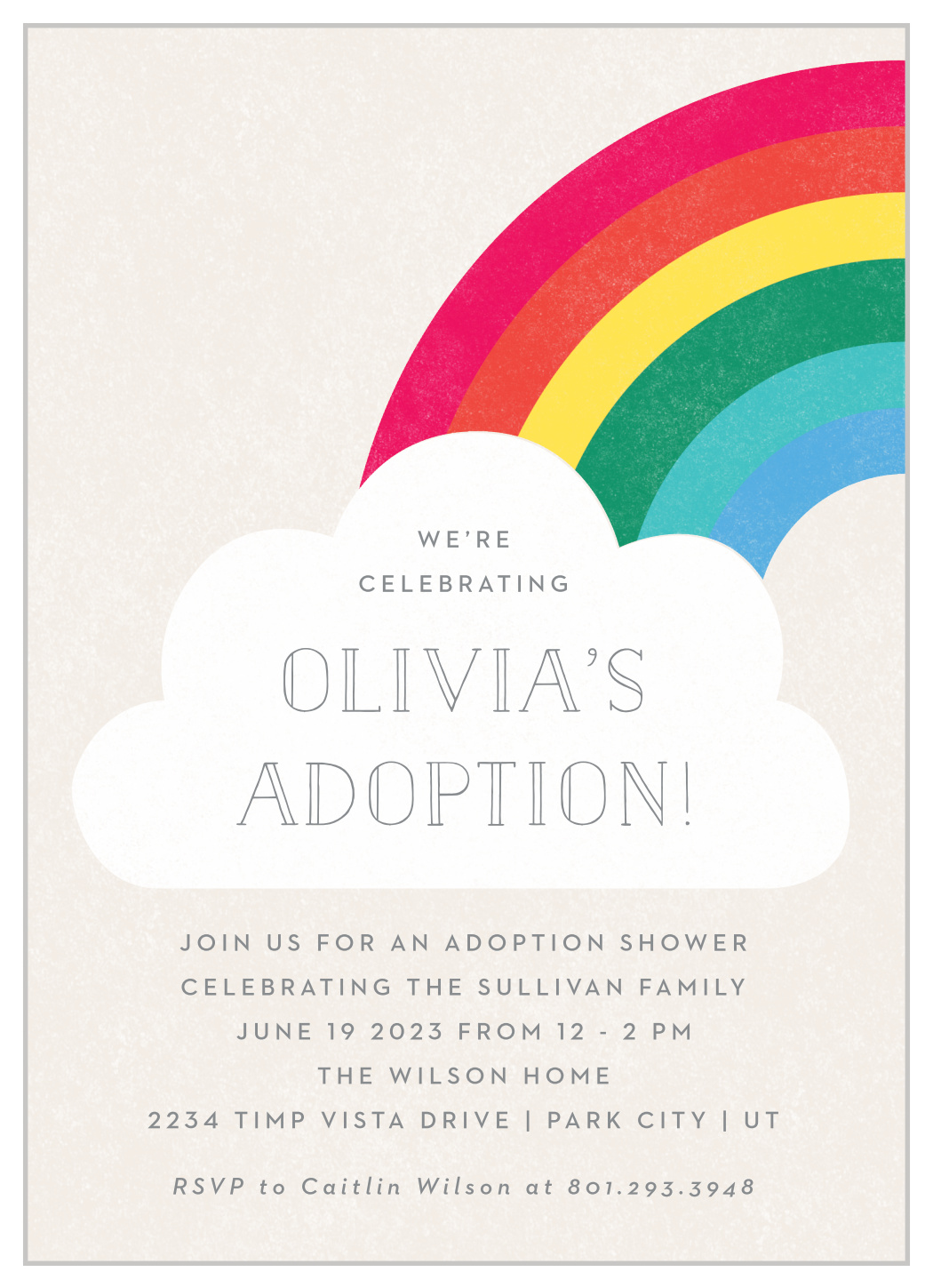 Rainbow Adoption Baby Shower Invitations