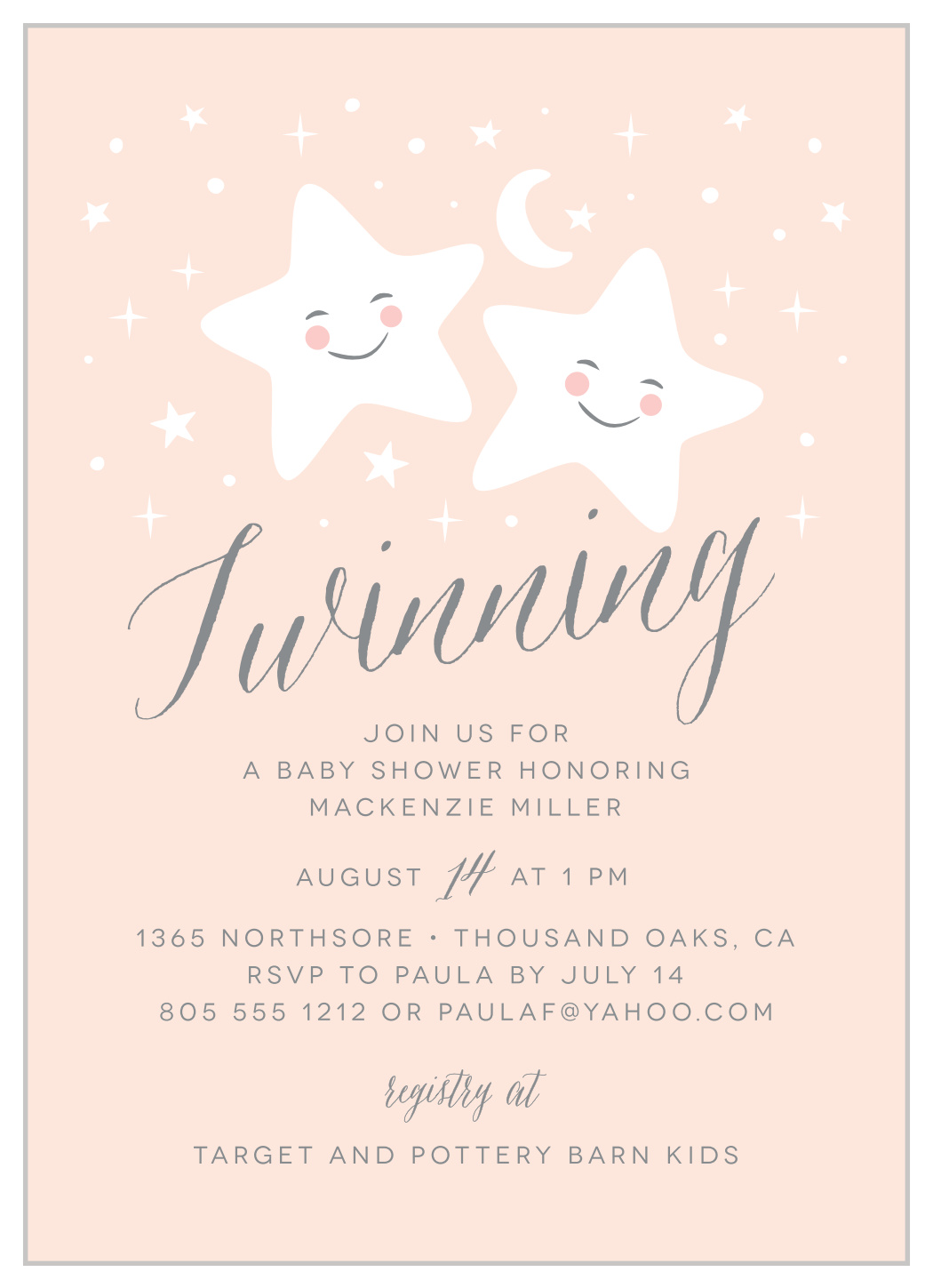 Twinkle Twins Baby Shower Invitations