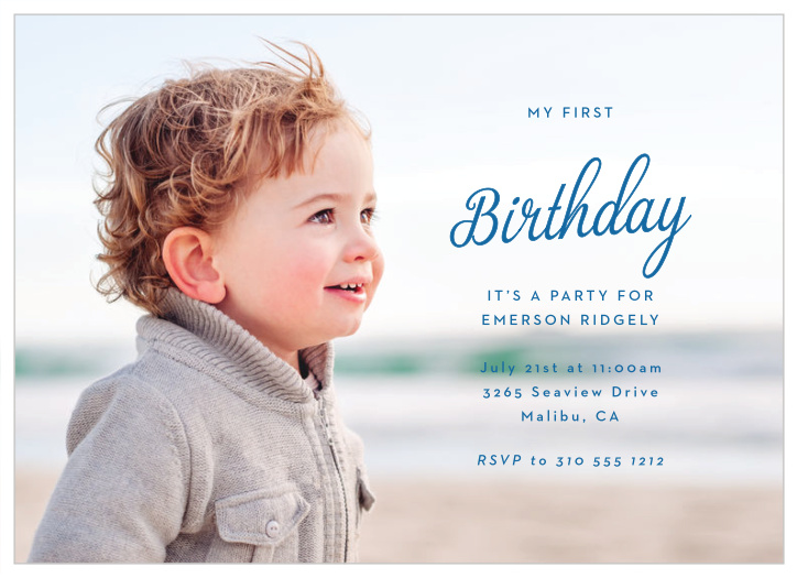 Let your child truly be at the center of their party, using our Birthday Script First Birthday Invitations!