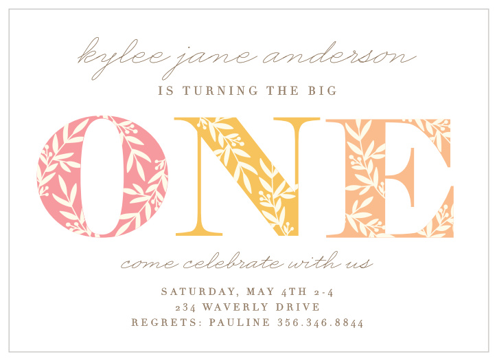 Bring family and friends together to celebrate your little one's special day with our Floral One First Birthday Invitations.