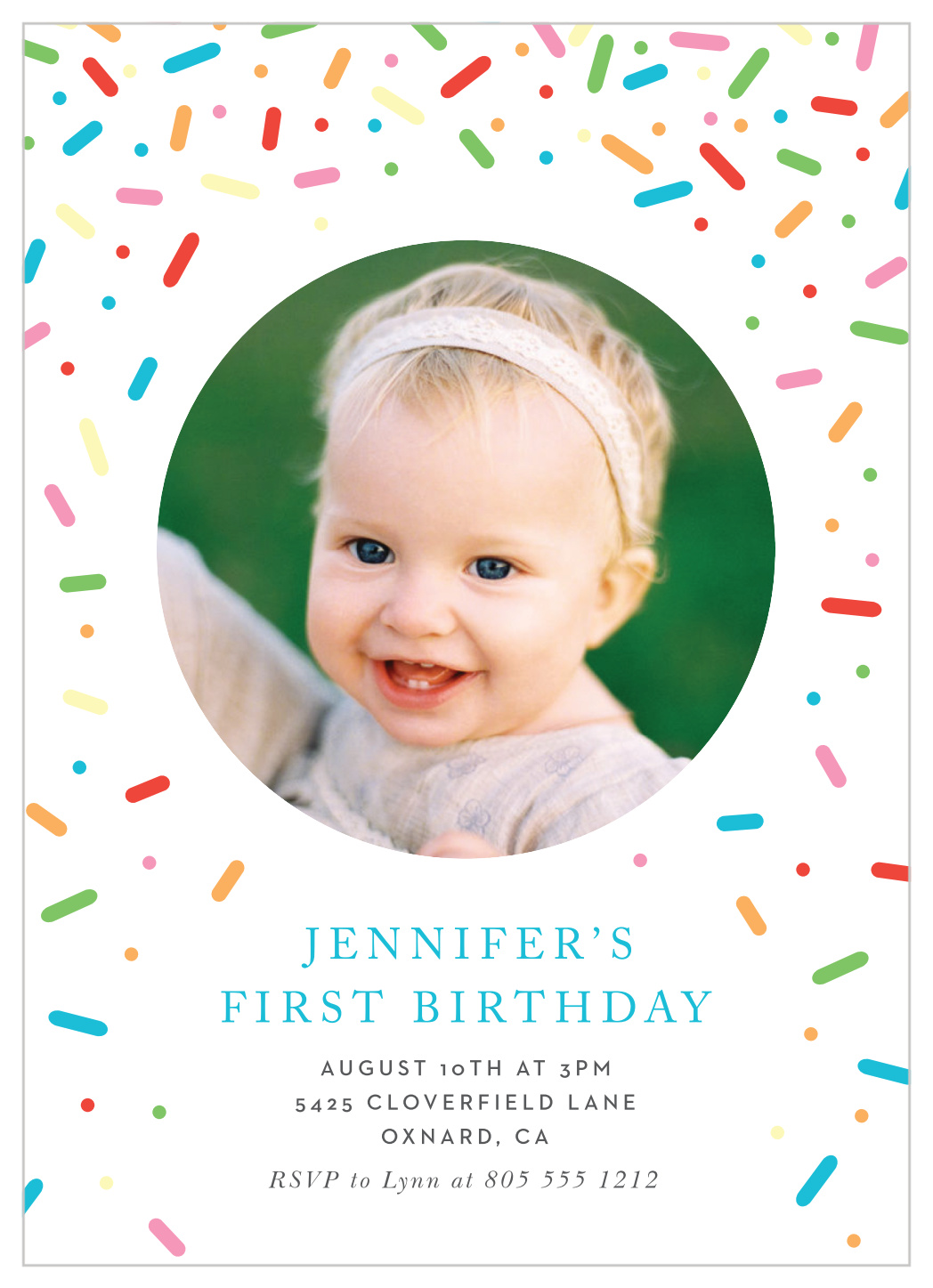 Candy Sprinkles First Birthday Invitations