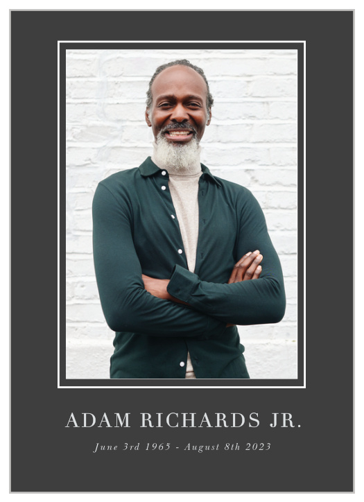 Let friends and family know when the memorial is of their recently departed loved one, using our Basic Frame Memorial Announcements.